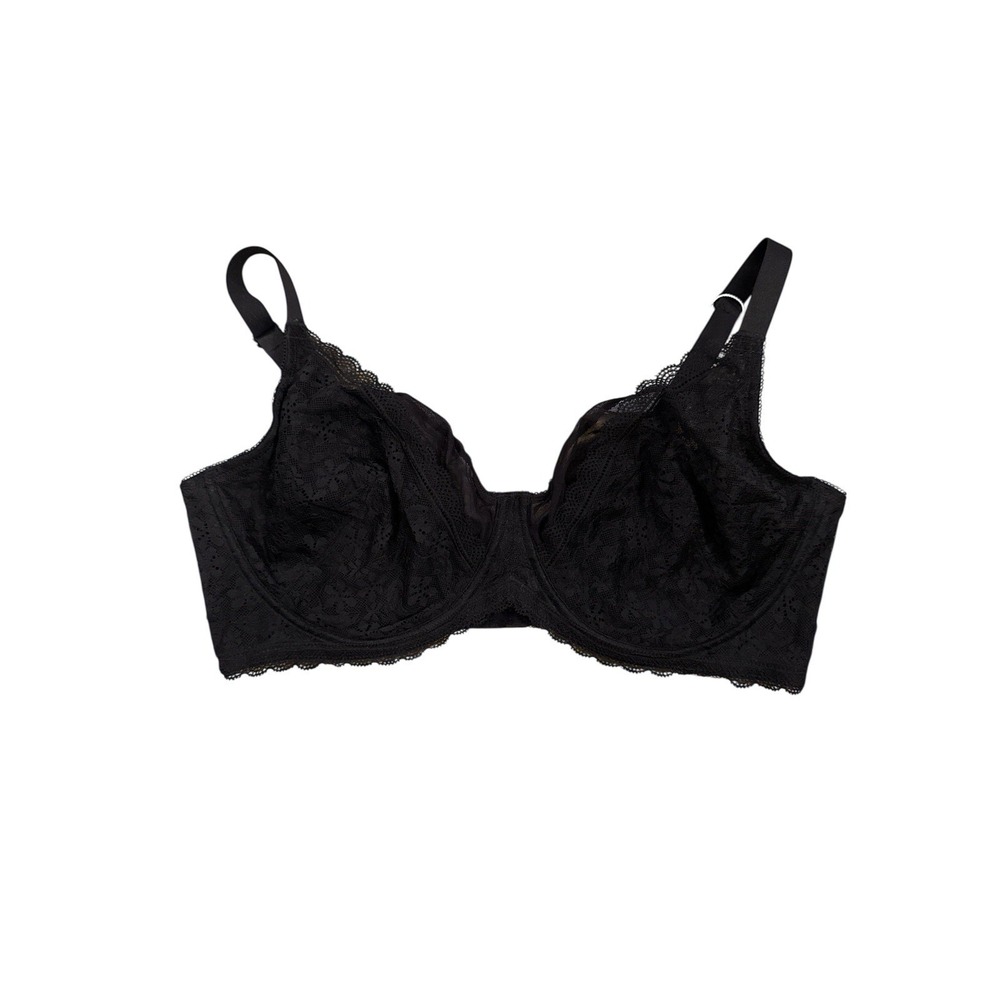 HSIA Lace Minimizer Bra Unlined Unpadded Underwire Sheer Womens 40DDD Black